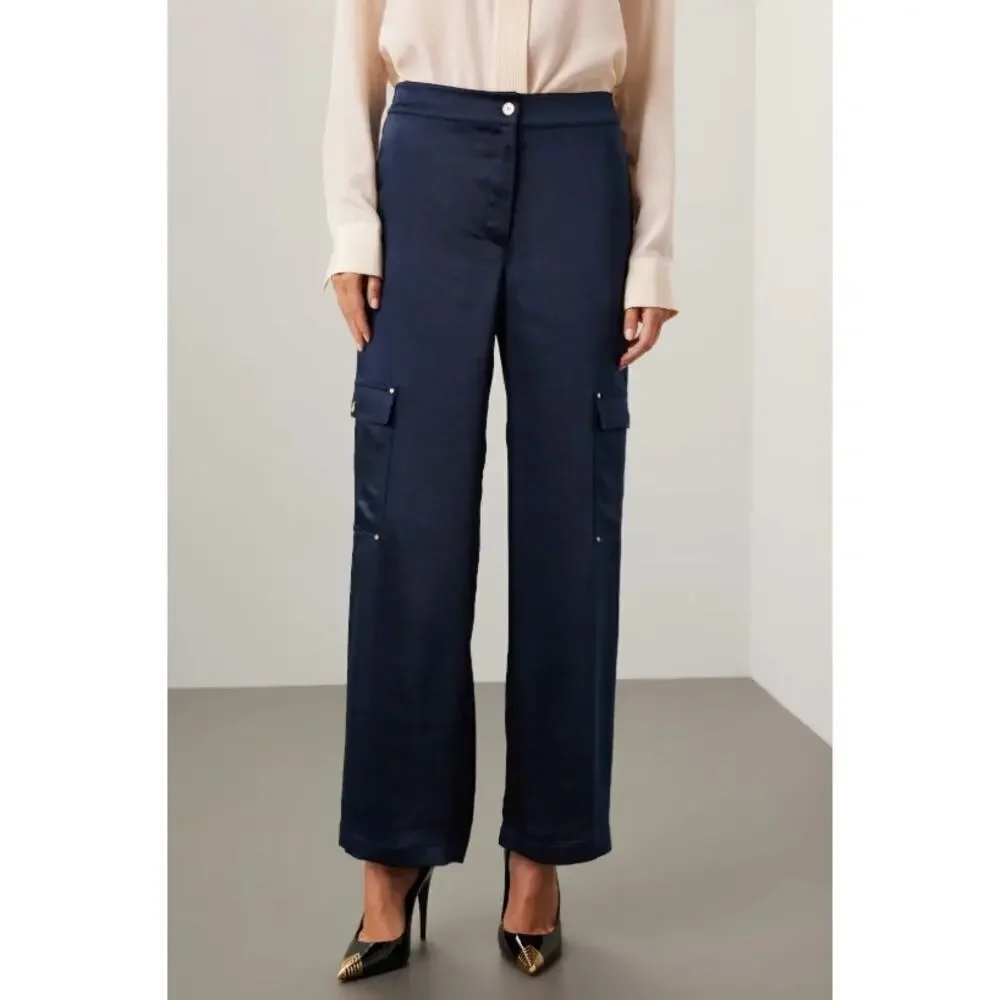 Michael Kors Satin Cargo Pants • Designer Luxe Utility Chic Sz S - Picture 2 of 9